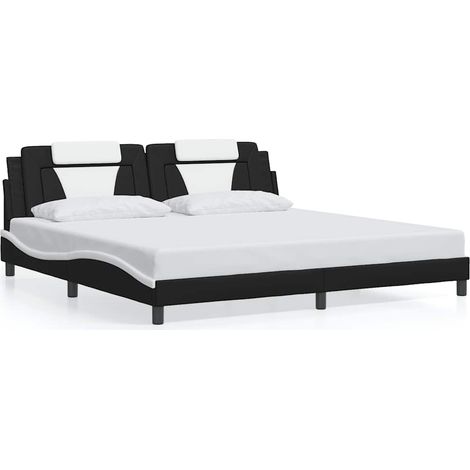 Maison Exclusive - Cadre de lit Viana sans matelas noir et blanc 200x200 cm similicuir (1/5)