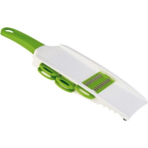 FPLUS rallador mandolina 5 cortes c/mango , Cuchilla de acero inoxidable.
Mango ergonómico.
Permite el corte en láminas o juliana de diferentes grosores.