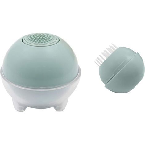 Cepillo de masaje esférico para mascotas de 8 x 8 cm, autolimpiante para gatos y perros, limpia rápidamente y sin dañar la piel (verde). (1/5)