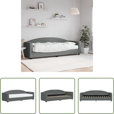 vidaXL Canapé transformable - Lit de jour avec matelas gris foncé 80x200 cm tissu (1/5)