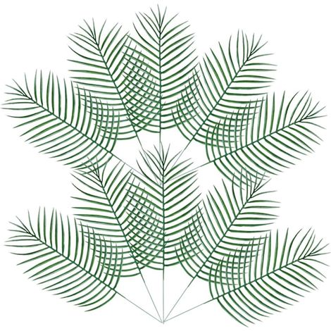 10pcs Feuilles de Palmier Artificielles en Plastique Vertes, Décorations Réalistes et Réutilisables pour Bar et Salle à Manger, Style Naturel et Élégant (1/5)