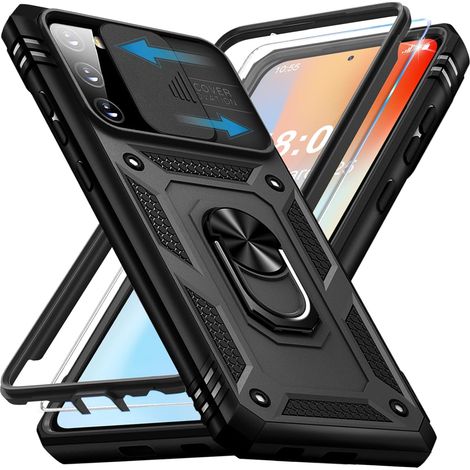 Coque pour Samsung Galaxy S20 FE avec Verre Trempé, 360° Antichoc Étui de Militaire Protection Anneau Support Renforcée Armure Telephone Housse pour Samsung S20 FE 4G/5G Case (Noir) (1/5)