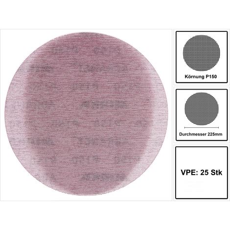 Mirka Abranet Netz-Schleifscheiben Ø 225 mm Klett / Korn P150 / 25 Stk / zum Schleifen von Holz, Spachtel, Lack, Kunststoff / 5422302515 (1/5)
