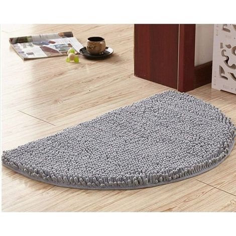 Tapis de salle de bain demi-rond doux moelleux, absorbant antidérapant lavable en machine (1/2)