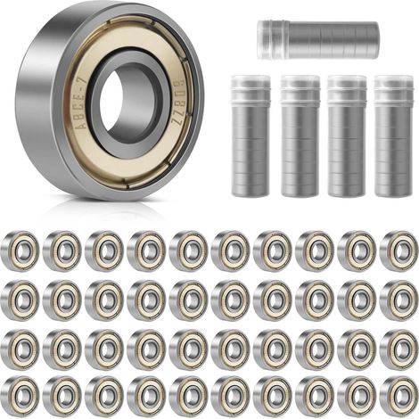 Lot de 50 roulements à billes 608ZZ 8 x 22 x 7 mm - Double blindage miniature - Roulement à billes de précision en acier au carbone - Roulement à billes 608 pour skateboards, rollers, vélos, appareils (1/5)