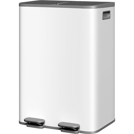 Poubelle Cuisine 60L 2 Compartiments Inox Pédale Soft-Close Tri Sélectif (1/5)