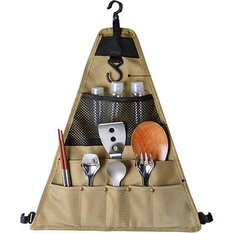 Tragbare dreieckige Picknicktasche – Organizer für Camping- und Grilltische, 33,5 x 39 cm (1/5)