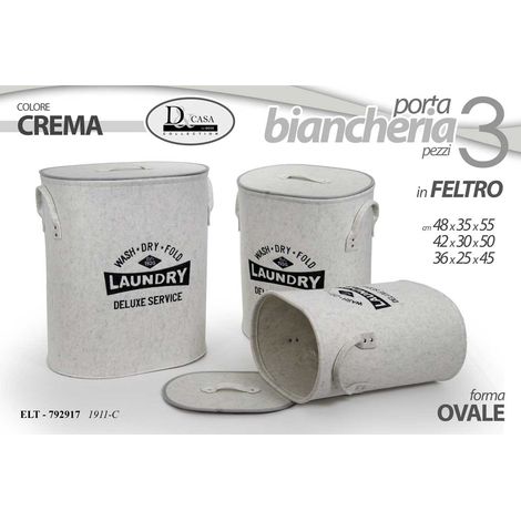 Porta biancheria crema ovale set 3 pezzi - gicos (1/2)