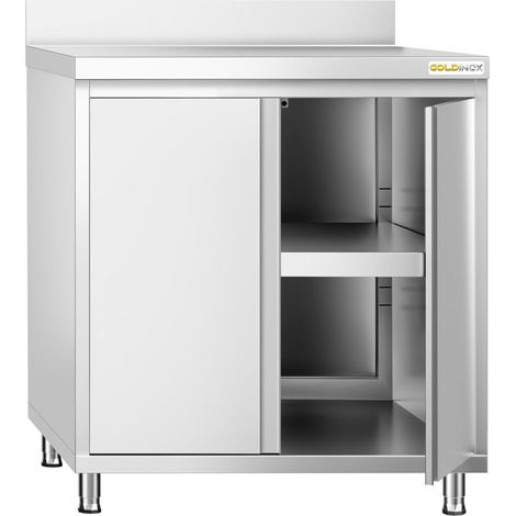 Meuble bas inox 800x700 mm adossé PREMIUM - GOLDINOX (1/4)