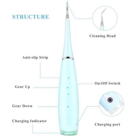 Détartreur dentaire - Non spécifié - Modèle bleu - 5 modes réglables - Chargement USB - Étanche (1/3)