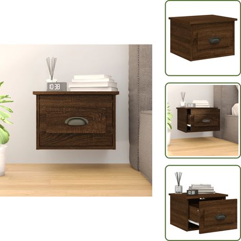 Table de chevet murale chêne marron 41,5x36x28 cm - Table De Chevet Murale - Meuble De Chevet Mural - Table De Chevet Flottante - Étagère Murale - Rangement Mural (1/5)