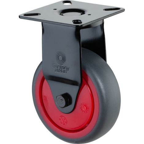 BS-R Appar.-Bockrolle, Gehäuse schwarz, Rad Ø 75mm, TPR grau (1/2)
