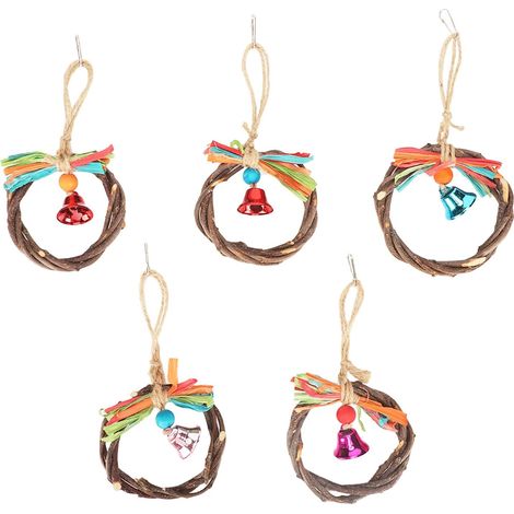 Jouet à Mâcher Balançoire pour Perroquets, 5 Pièces, Meulage des Dents, Jouets Décoratifs en Anneau De Cloche pour Perroquets, Accessoires pour Cage à Perroquets (1/5)