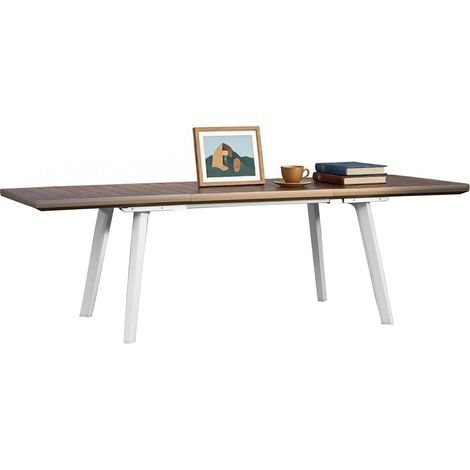 Dmora - Gartentisch Quispamsis, Picknickbasis, Garten-Esstisch, Mehrzweck-Außenbank, 162x101 h77 cm, Weiß und Taupe