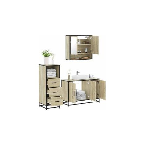 Ensemble de meubles de salle de bain 3 pcs chêne sonoma (1/5)