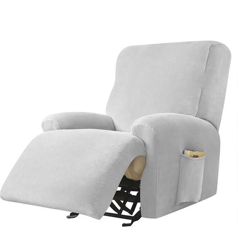 Bezug für RELAX-Sessel mit ausziehbarer Fußstütze (4-teilig), Samt, hellgrau
