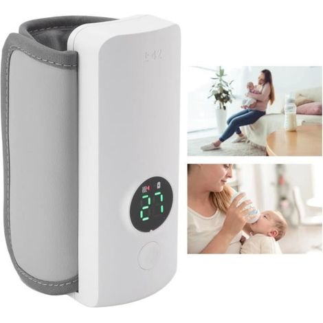(Gris)Chauffe biberon Bébé USB Sac thermique Chauffe-lait isolé Portable Sans fil Batterie 6000mah 6 Température régulée Affichage numériq (1/4)