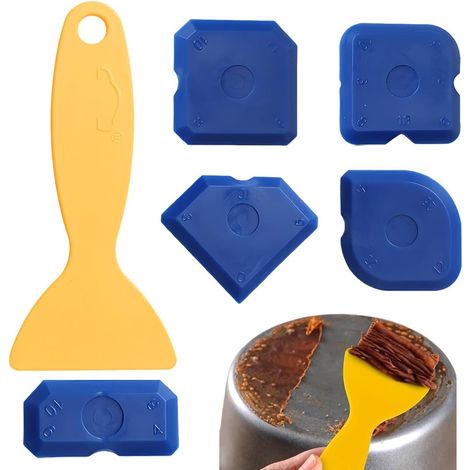 CCYKXA 6-teiliges Set zum Glätten von Fugen – Perfekte Fugen dank sehr gerader Kanten – Spezielle Griffe zum einfachen Anheben – Ideal für Dichtstoffe wie Acryl und Silikon