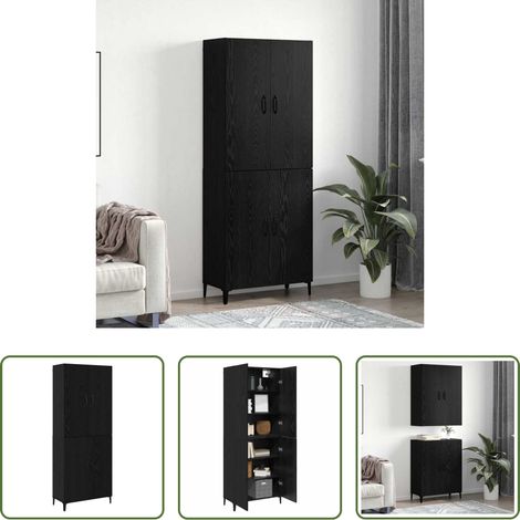 vidaXL Hochboard Wohnzimmer - Highboard 2 pcs Schwarz Eichen-Optik Holzwerkstoff (1/5)