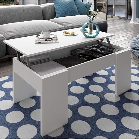 Mesa centro elevable Andujar Color Blanco Artik. 100 cm (Ancho) x 50 cm (Fondo) x 45-56 cm (Alto) (1/4)