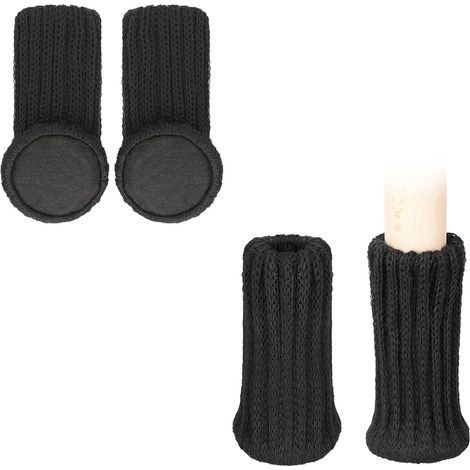 Black 4X Furniture Leg Socks - Set of 4X Protective Caps for Chair, Table, and Stool Legs - Acrylic Floor Pads