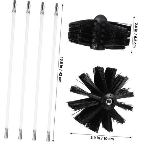 TEHAUX Trocknerentlüftungsreinigungsset (4-teilig). 40 cm (16 Zoll) flexible Nylon-Schornsteinbürste mit Bohrmaschinenaufsatz für die einfache Reinigung zu Hause.