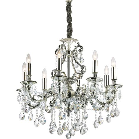 Lampadario Classico Gioconda Metallo-Cristallo Argento 8 Luci E14 (1/3)