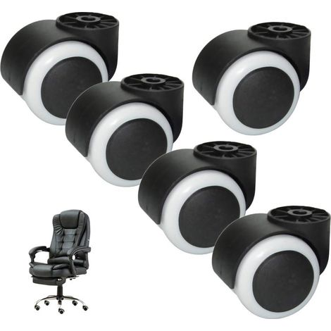 Roulettes pour chaise de bureau, Roulettes sans tige de 2 pouces, Roulettes de mobilier noires et silencieuses, Roulettes pour chaise de bureau robustes
