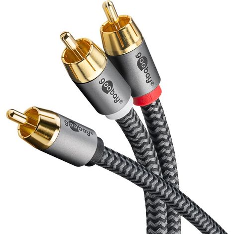 Cinch Y-Kabel, 5 m, Cinch-Stecker (Woofer, Center)  2x Cinch-Stecker (Woofer). Kabellänge 5 m