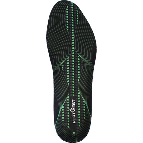 Gel-Einlegesohlen mit Fußgewölbe - M - Schwarz/Grün - Portwest