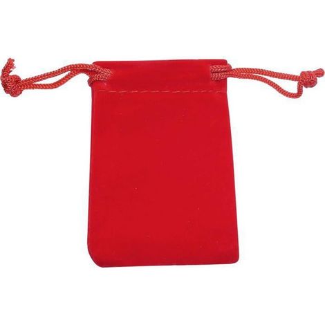 Pochette Cadeau - Velours - 50x70 mm - Fermeture Par Cordon - Rouge - Lot De 5 (1/4)