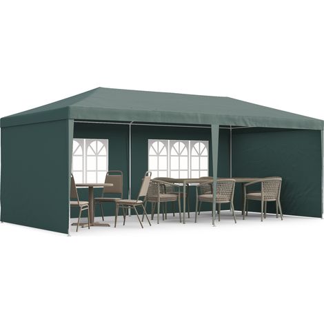 Outsunny 6x3 m Party Tent Gazebo Marquee Outdoor Patio Canopy Shelter with Windows and Side Panels, Green (1/5)
