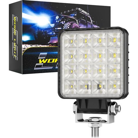 Phare de Travail LED Carré 4 Pouces 16 LED 21W 48W 1700LM Blanc Faisceau Large IP67 DC 9-80V pour 4x4 Camion Excavatrice Tracteur Engin de Chantier（4pcs) (1/5)
