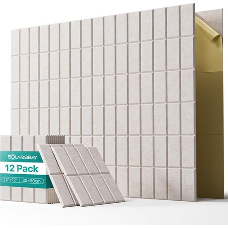 Lot de 12 panneaux insonorisants autocollants, 30 x 30 cm, panneaux muraux insonorisants en polyester haute densité, isolation thermique et ignifuge (1/5)