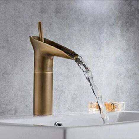 Simple and modern antique copper bathroom sink faucet for home kitchen/bathroom, durable hot and cold water faucet above vintage countertop sink