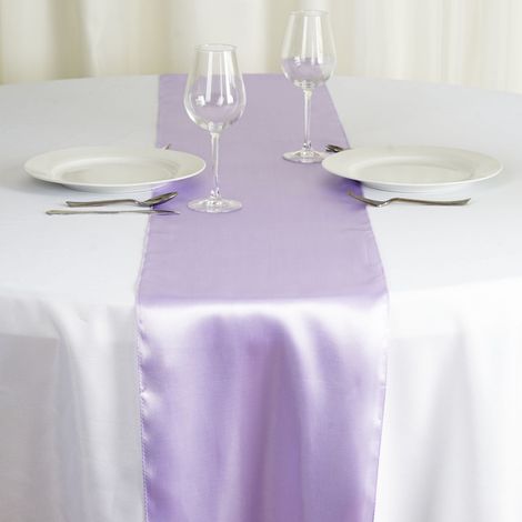 Runner De Table - Satin - 30 X 275 Cm - Pour Mariage Réception Fête - Lavande - 1 Pièce (1/3)