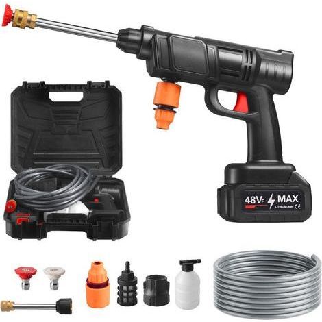 Nettoyeur Haute Pression sans Fil - Batterie Lithium 48VF - Pistolet de Lavage de Voiture - Buse 6 en 1 - Tuyau de 10M，300w (1/5)
