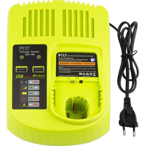 P117B Ersatz für Ryobi 18V Akku ONE+ Ladegerät Kompatibel mit Ryobi 12V-18V Lithium Akku P102 P103 P107 P108 P109 P189 P190 (1/5)