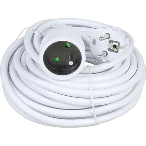 Rallonge 10 m – 3 500 W 220-240 V Blanche Usage intérieur (1/4)