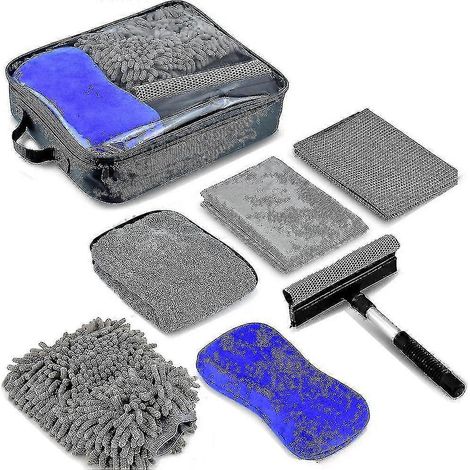Kit de lavage auto 6 pièces, outils de nettoyage avec chiffons en microfibre douce, lavage (1/5)