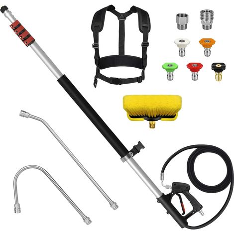 Baguette de nettoyeur haute pression télescopique de 24 pieds, accessoire de laveuse électrique, nettoie sans effort plus loin, perche d'extension en aluminium léger, comprend 2 baguettes d'extension, (1/5)