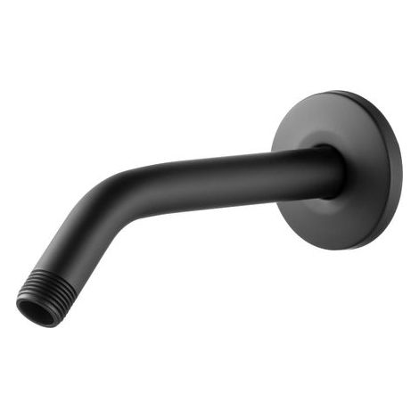 Shower arm with flange, 20cm wall-mounted replacement shower arm, matte black (1/5)