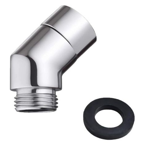 Adaptateur de pommeau de douche à 135° - Rallonge de pommeau de douche avec joint en caoutchouc - Adaptateur articulé - Coude de douche - Joint rotatif - Argent (1/5)