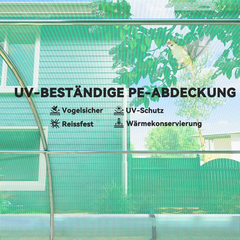 Serre de jardin 6x3x2 m, tunnel de culture avec 12 fenêtres, portes enroulables, parois latérales relevables, bâche résistante aux UV, abri à tomates hivernal avec piquets d'ancrage, vert. (1/5)