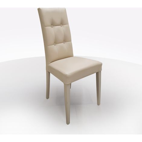 SEDIA MOD. DALLAS IN ECOPELLE BEIGE (1/5)