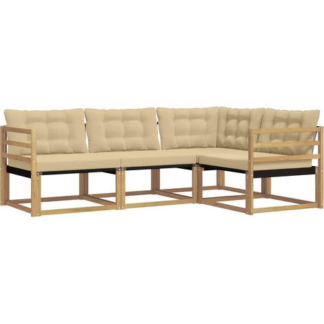 Outdoor-Sofagarnitur 4 Stk. Weiß und Beige vidaXL