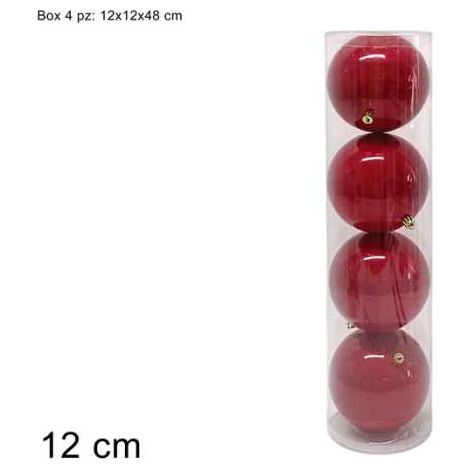 Palle Natalizie 12cm 4pz Rosse Perlate Peraga Christmas