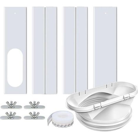 Kit de calfeutrage pour climatiseur mobile – 4 plaques extensibles de 43 à 140 cm – Tuyaux de 13 et 15 cm – Installation rapide et étanchéité optimale