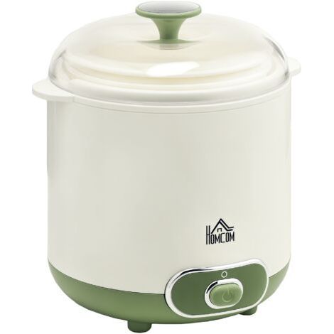 Yaourtière , 1,5 L, avec 2 pots, passoire, couvercle, 20 W, idéale pour le yaourt grec, pour 3 à 5 personnes, 19,5 x 17,5 x 21,4 cm, blanche (1/5)