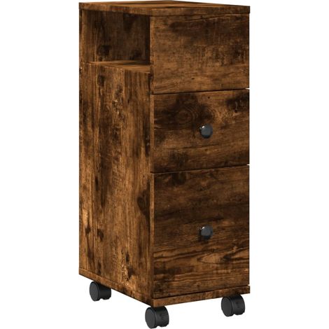 Maison Exclusive - Mobile da Bagno Stretto con Ruote Rovere Fumo in Truciolato